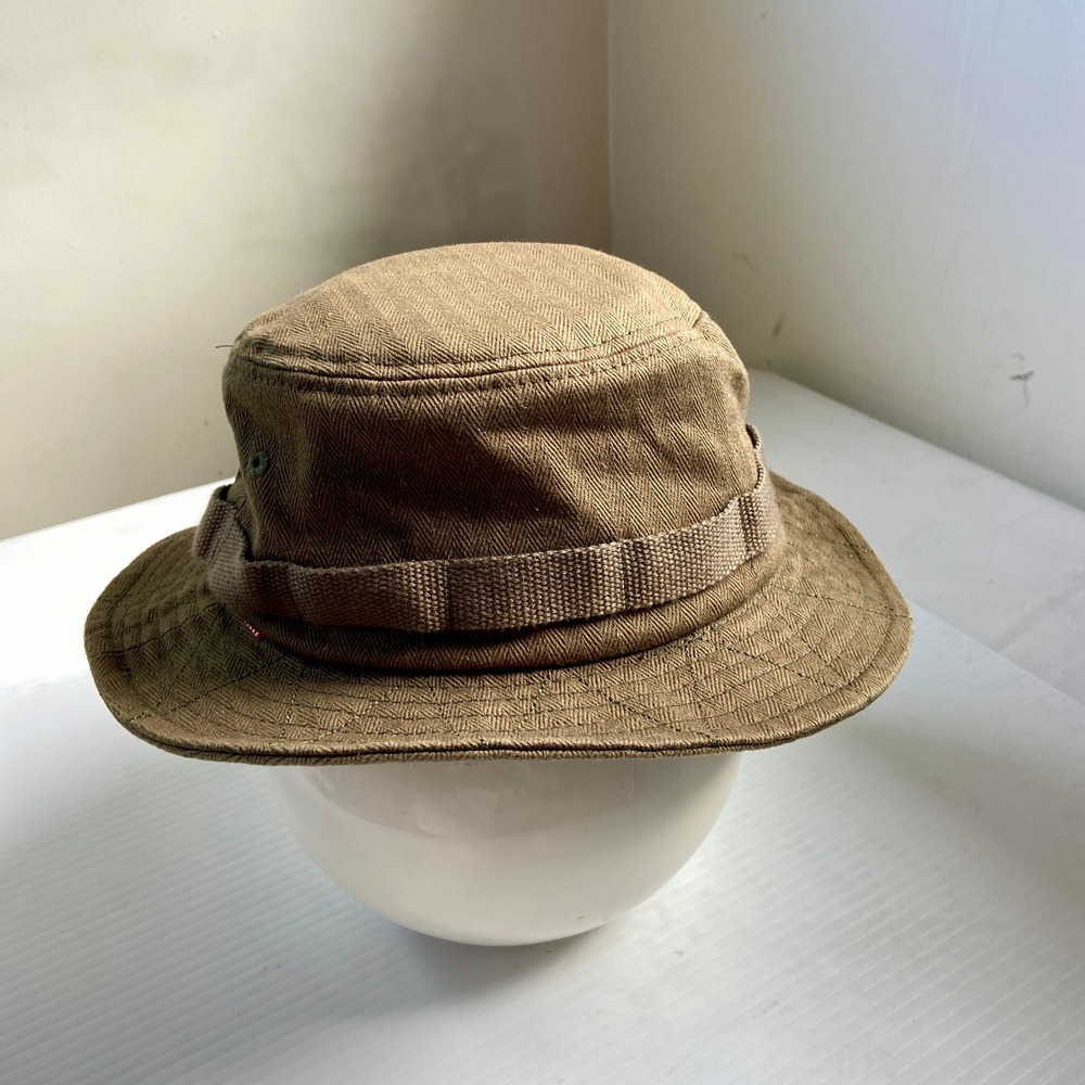 Herschel Supply Co HBT Cap All Weather Army Green Herringbone Bucket Hat Small